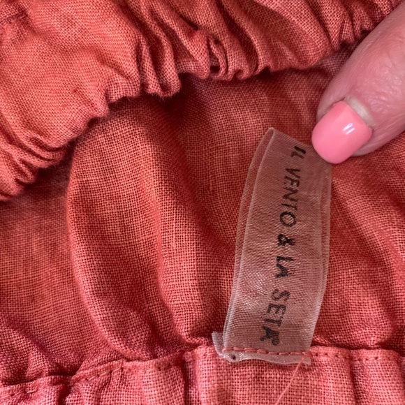Il vento & la seta Linen off shoulder Salmon top - Picture 3 of 4